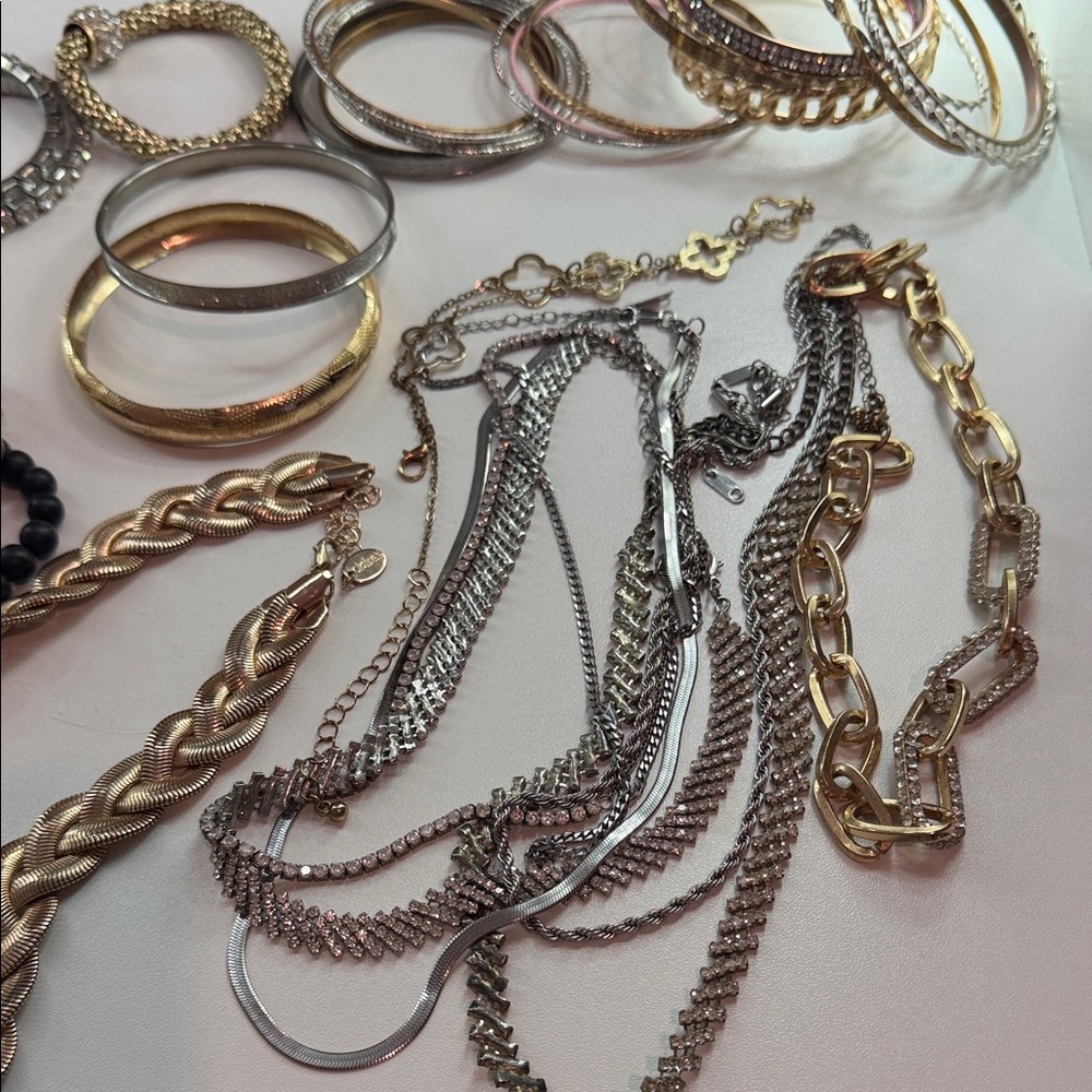Gold and Silver Bracelet/Ring/Necklace Set - Picture 8 of 9